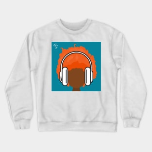 Red Head Wearing Headphones Crewneck Sweatshirt